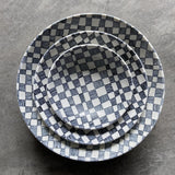IVORY CHECKERS - Shallow Bowl