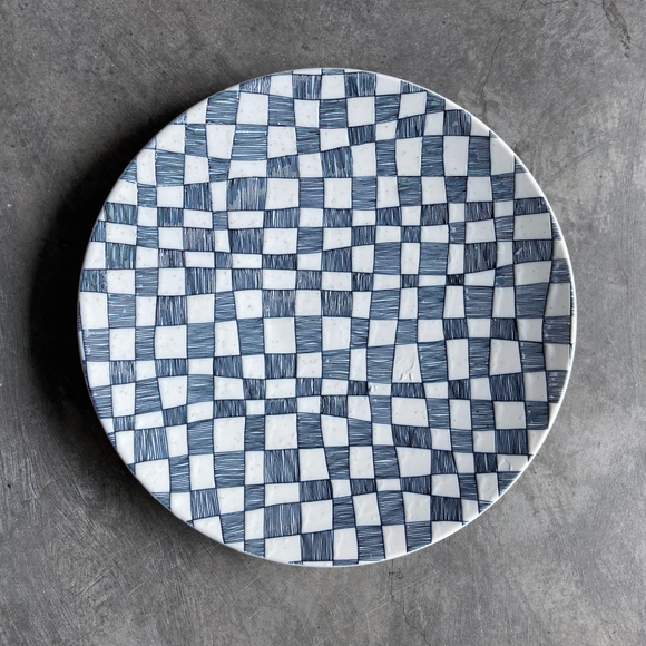 IVORY CHECKERS - Round Plate